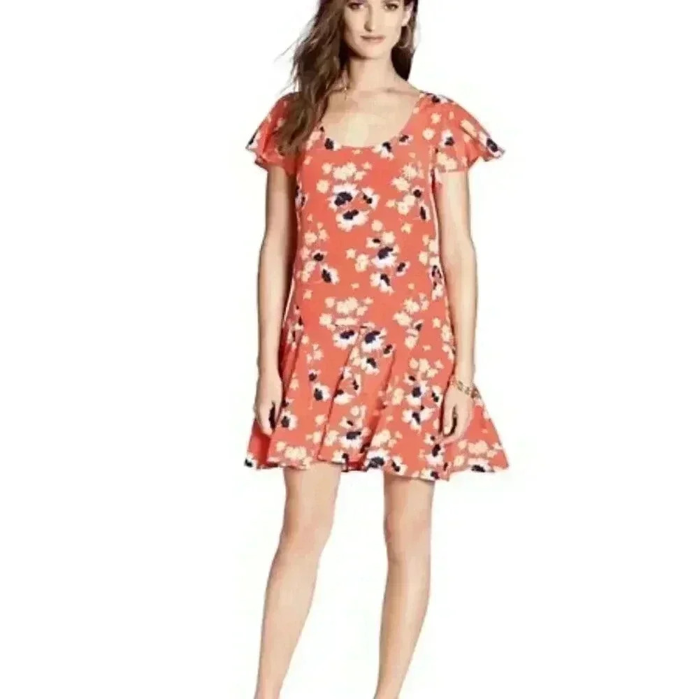 Juicy Couture Red Feather & Floral Dress